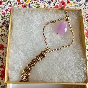 Gold With Purple Stone Pendant Necklace
